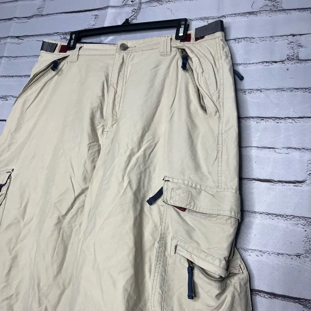 Vintage Transnine 2004 Casual Cream Cargo Short Lightweight SZ 36 Utility Pocket